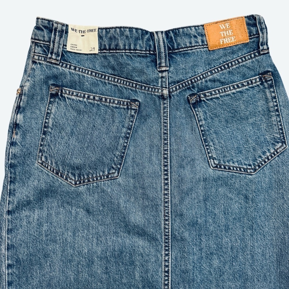 NWT New Free People We The Free Chani Denim Maxi Skirt Size 29 - Picture 5 of 8